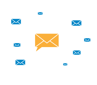 Logo for email marketing featuring envelope icons